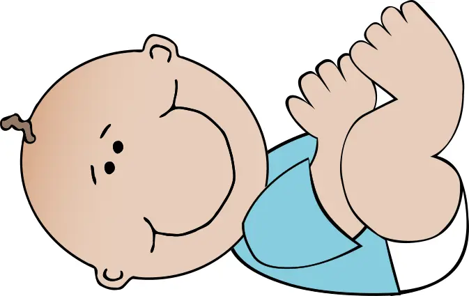 Vector drawing of lying cartoon baby boy