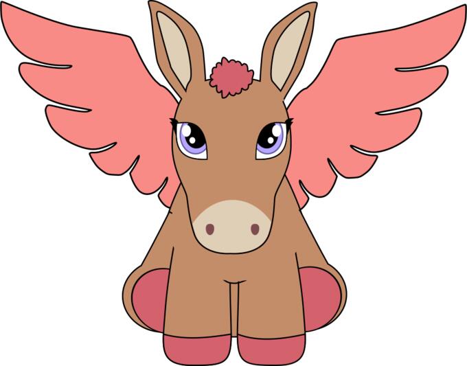 Vector drawing of pegasus donkey with pruple eyes