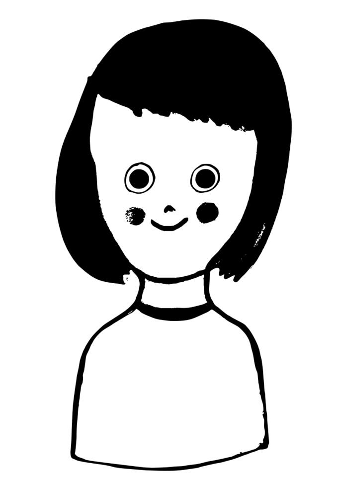 Vector graphics of cartoon girl smiling