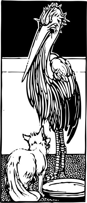Fox and the stork vector graphics