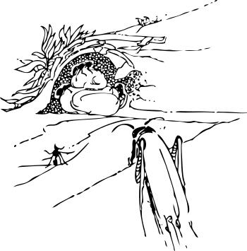 Vector drawing of ant and grasshopper