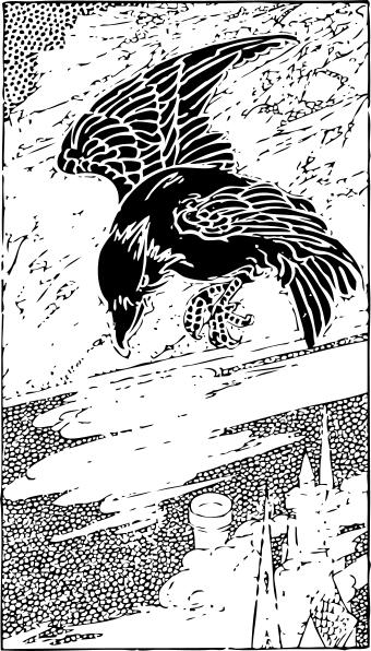 Vector illustration of crow flying