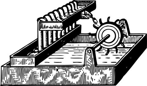 Vector illustration of water mill machine