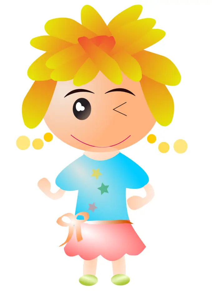 Vector graphics of girl with short blond hair