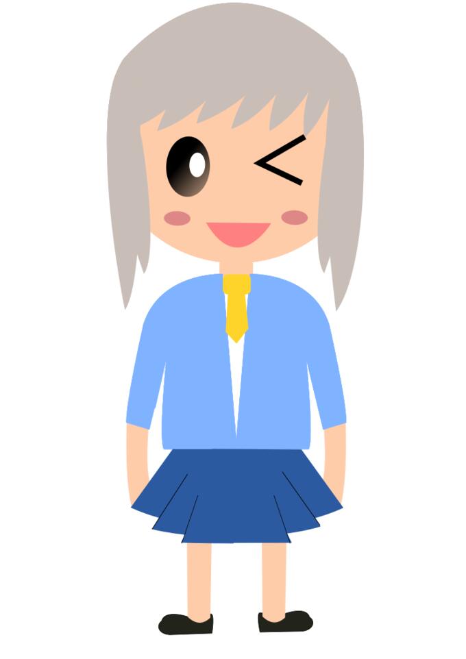 Cartoon girl with grey hair vector drawing