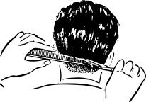 Vector image of boy getting her hair from the back