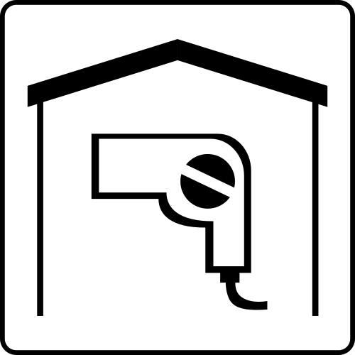 Hotel room with hair dryer icon vector image