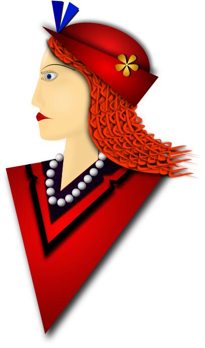 Vector drawing of elegant woman with red hat
