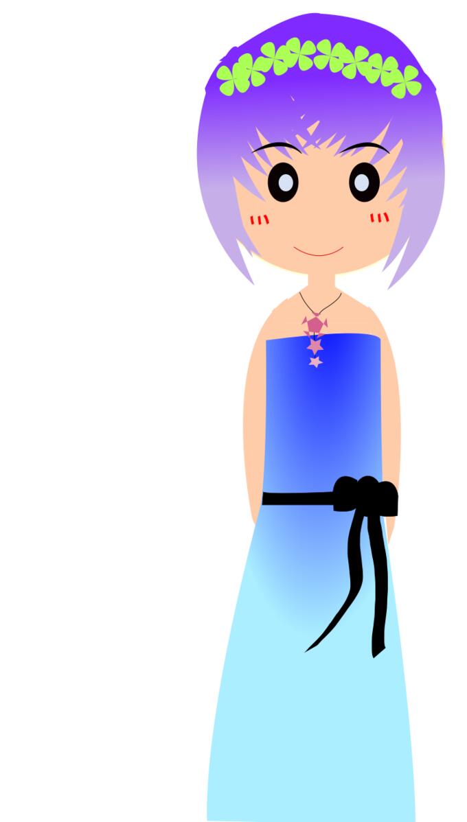 Cartoon girl with flowers in her hair vector drawing