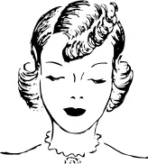 50s woman with closed eyes vector graphics