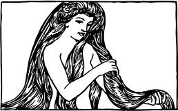 Vector drawing of maiden with long hair