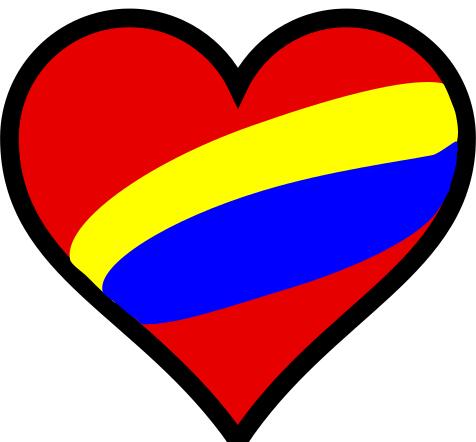 Vector drawing of striped heart in colors