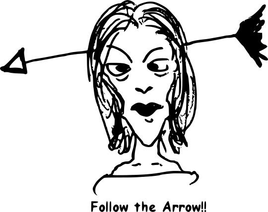 Girl with pointing arrow vector graphics