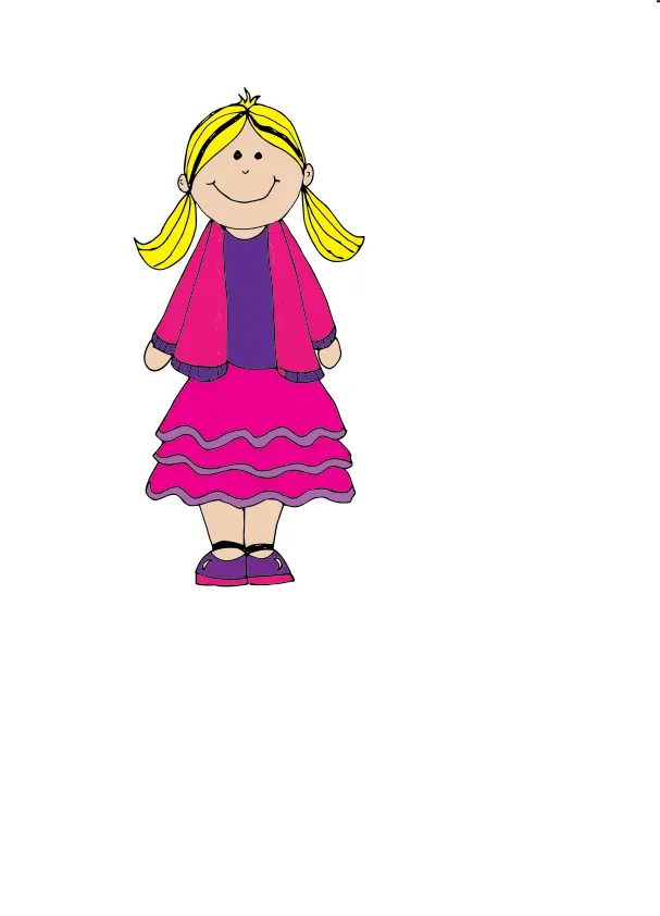 Vector drawing of nerdy girl in purple dress