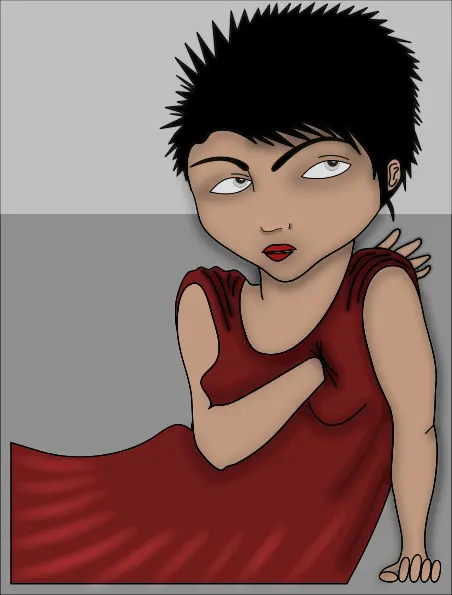 Vector illustration of poetic lady in dress