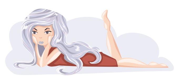 Vector illustration of bored girl lying