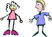 Vector illustration of stick figures kids