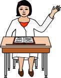 Female student raising her hand vector drawing
