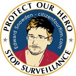 Protect our hero label against NSA vector illustration