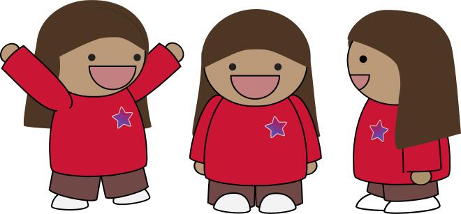 Vector image of excited three girls