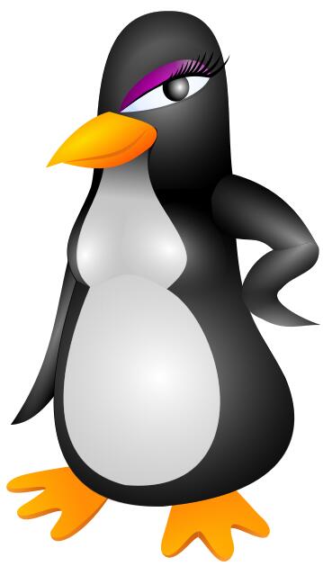 Vector illustration of upset female penguin