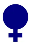 Vector drawing of full blue gender symbol for females