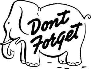 Vector clip art of elephant with text don't forget