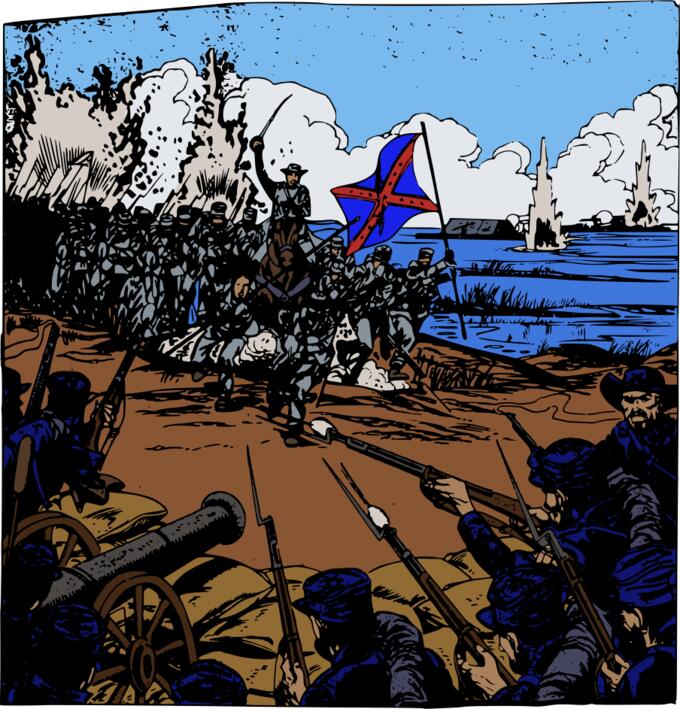 Vector graphics of civil war big battle scene