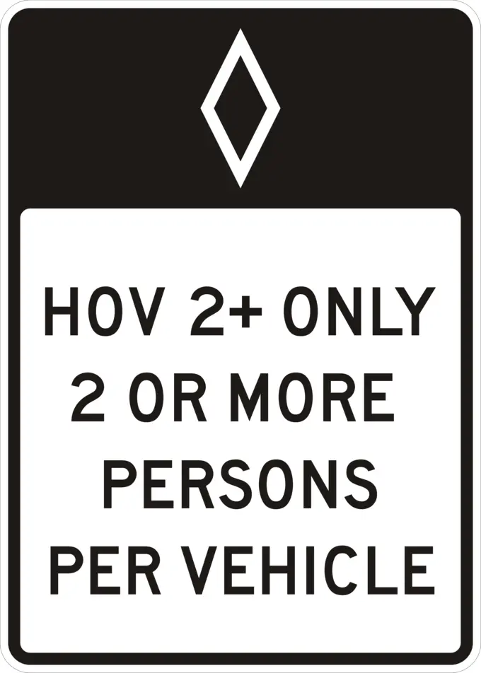 Freeway sign for HOV vehicles vector drawing