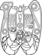 Christ with a fish and bread symbol vector graphics