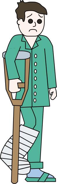Sad man with broken leg vector illustration