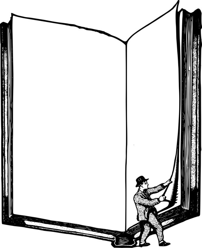 Man listing book frame vector illustration