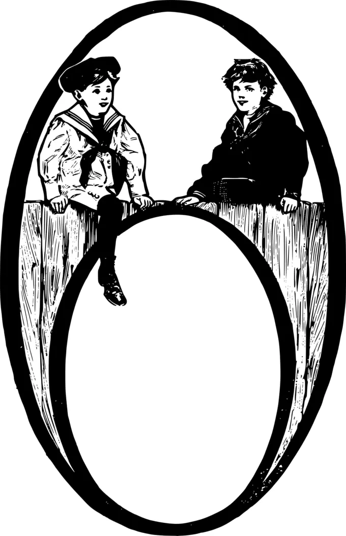 Two women sitting on wall frame vector clip art