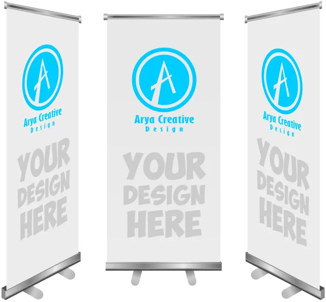 Vector clip art of three roll-up banners