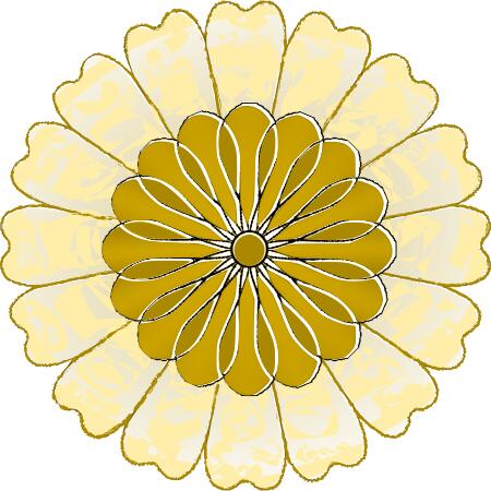 Vector drawing of round yellow and gold flower
