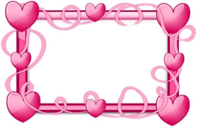 Pink hearts frame vector graphics
