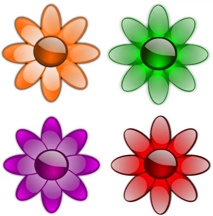 Four geometrical flowers vector graphics