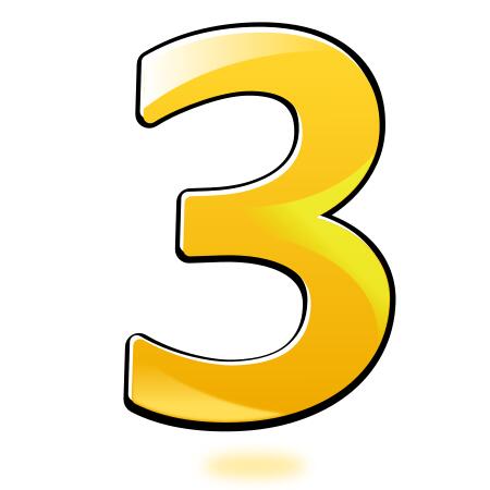 Vector drawing of glossy number three