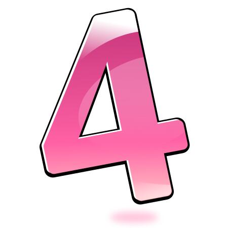 Vector illustration of glossy number four
