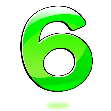 Vector clip art of glossy number six
