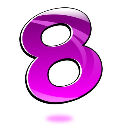 Vector drawing of glossy number eight