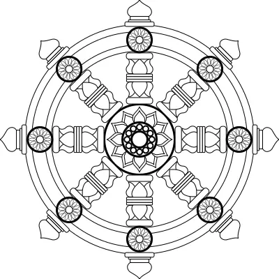 Dharmachakra religious sign vector drawing