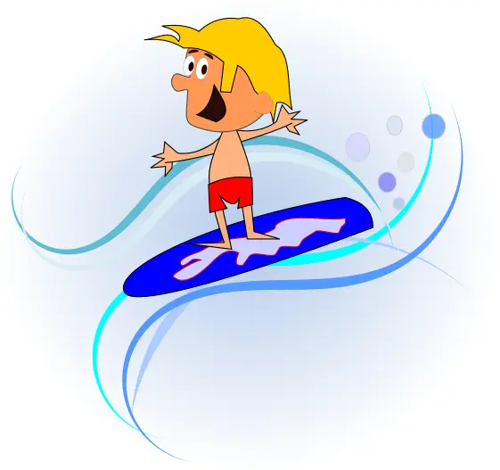Comic character surfer vector graphics