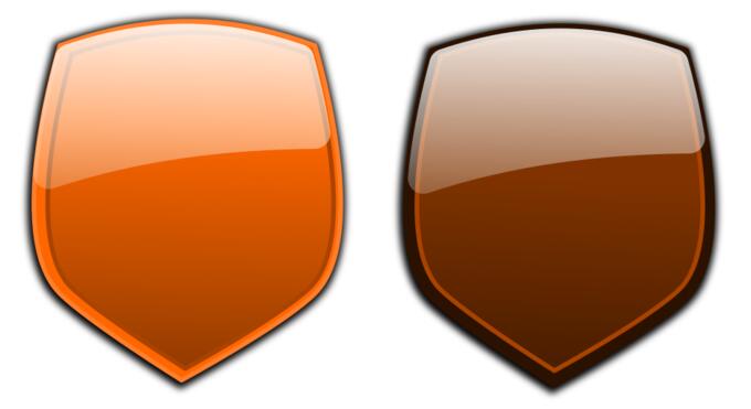 Orange and brown shields vector clip art
