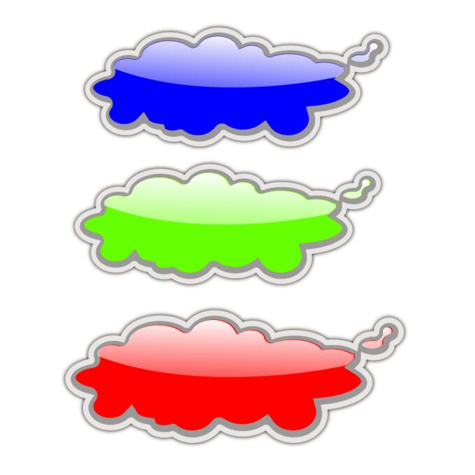 Green and red clouds vector clip art