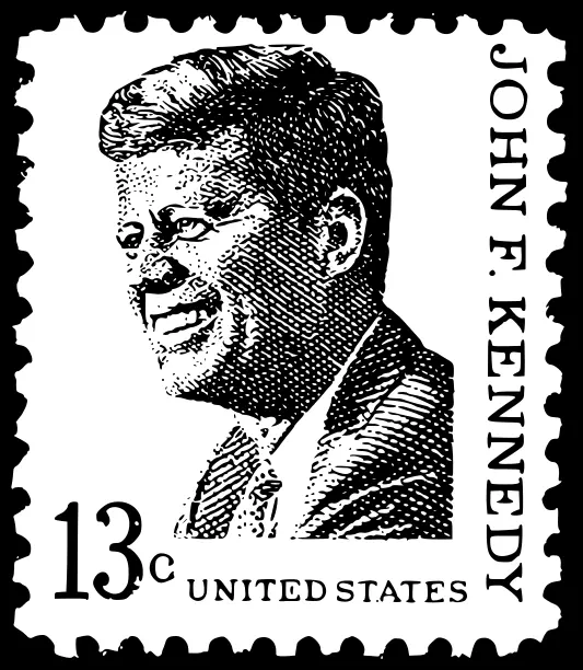 President Kennedy face stamp vector illustration