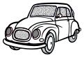 Line art vector image of old car