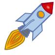 Vector clip art of blue cartoon rocket