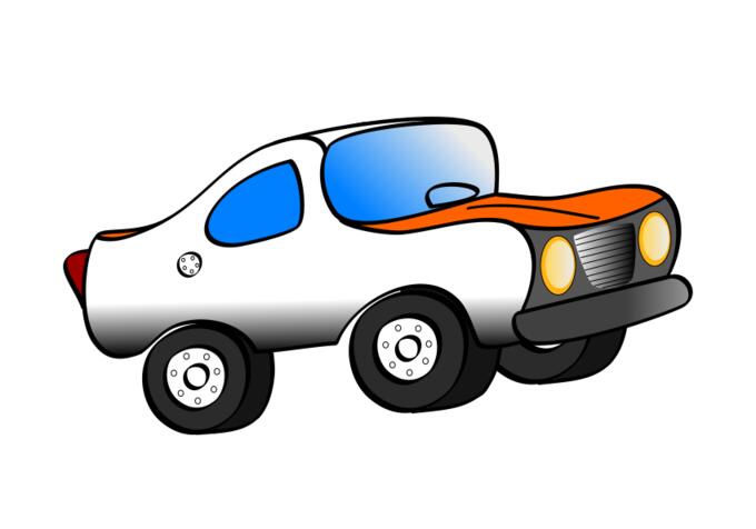 Vector drawing side view of orange car.