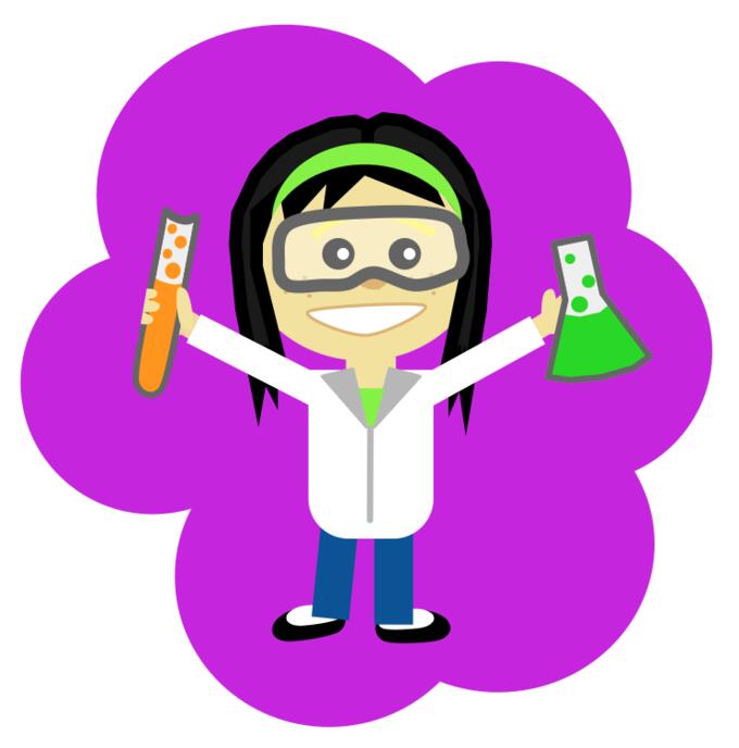 Vector image of cartoon science girl